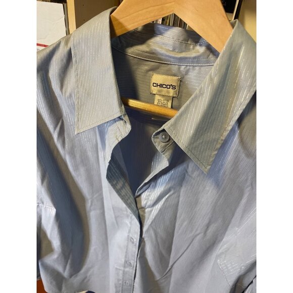 Chico's Gray Silver Metallic Fitted Blouse Top Sz XL - Picture 4 of 7